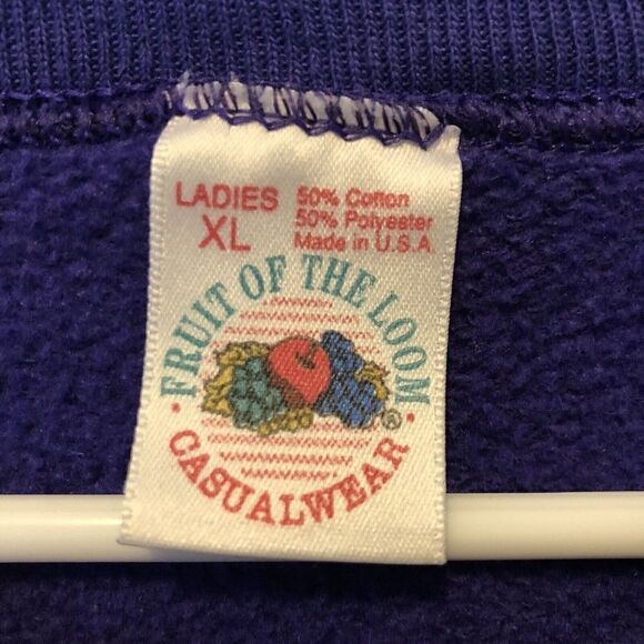 Vtg Purple Sweatshirt Fruit Of The Loom Crew Neck Ladies Size XL Made In USA - Picture 3 of 8